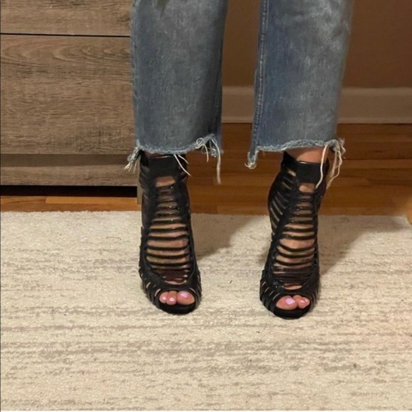 Jimmy Choo Black Leather Caged Heels - Picture 11 of 11